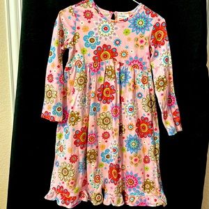 Hanna Andersson Boutique PINK Flowers Dress 130 (8) Long Sleeves
